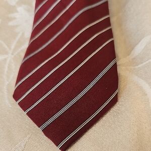 Piattelli Burgundy and Silver Striped Tie